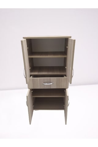 Çok Amaçlı Dolap Cordoba Model Hard Parlak Suntalem 130 Cm 4 Raf Demonte El Yapım Kahverengi - Krem