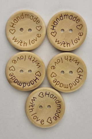 En Büyük Boy 30 Mm Ahşap Handmade Açık Renk Kaban Çeket Hırka Yelek Düğmesi 5 Adet