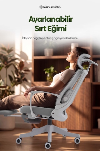 Yatomi Masajlı Ergonomik Çalışma Sandalyesi - Gri