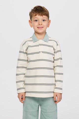 Panço Erkek Çocuk Çizgili Ekru Sweatshirt Krem
