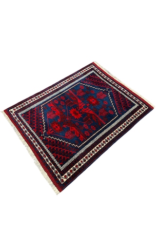 El Dokuma Sıfır Yağcıbedir Halısı 86x110 Kök Boya Yün Halı Kırmızı