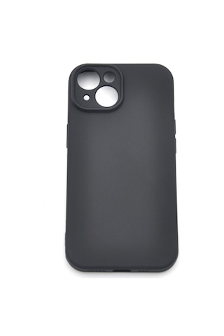 Apple Uyumlu iPhone 15 Düz Renk Esnek Yumuşak Silikon Kılıf Rubber Siyah