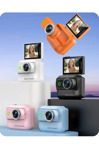1080p Dijital Video Kamera 32gb Kart Dijital Vlog Fotoğraf Makinesi Türkçe Turuncu