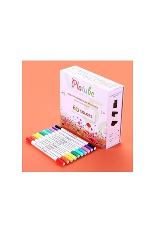 Platube Çift Taraflı Brush Pen 60'li Marker Kalem Seti Bullet Jurnal Mandala Eskiz Boyama Seti