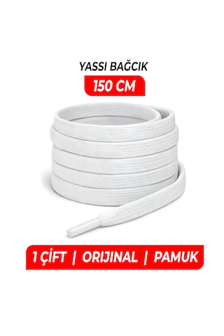 Wonkey Yassı Sneakers Spor Ayakkabı Bağcığı , Düz Bağcık , Yüksek Kaliteli Bağ, Spor Ayakkabılar İçin Premium Pamuk Bağı, Kaliteli Bağcık 1 Çift Beyaz