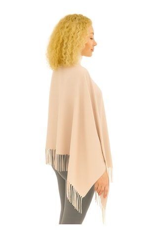 1 Adet Kadın Büyük Bedene Uygun Ekstra Yumuşak Dokulu Püskül Detaylı Kışlık Atkı Omuz Şalı Açık Bej