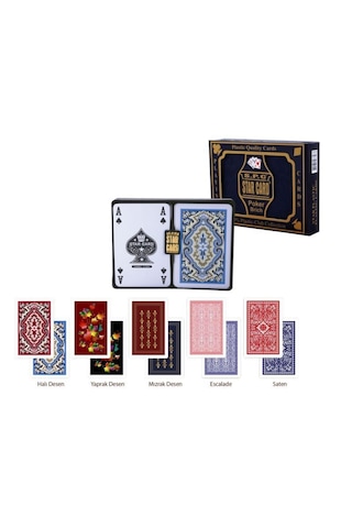 Star Oyun Star A/30 Plastik Desenli Iskambil Oyun Kağıdı Takımı 2'Li A-K-Q-J 7698682371824