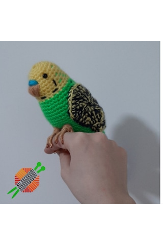 Amigurumi Örgü Oyuncak Kuş Muhabbet Kuşu Yeşil
