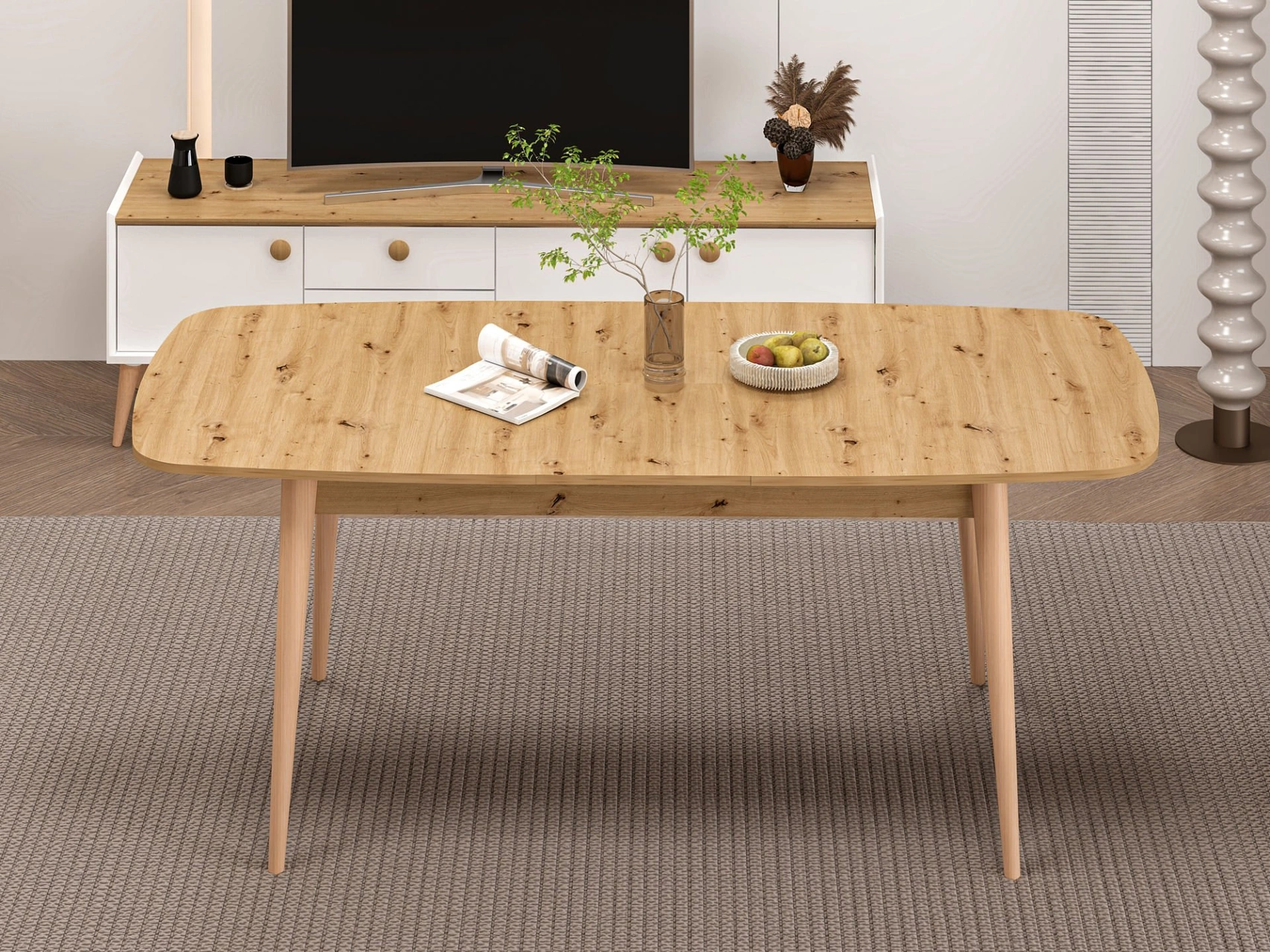 Mitra Açılır Yemek Masası - Artisan/ahşap Ayak Çok Renkli