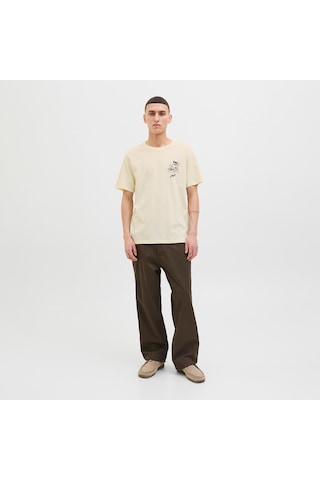 Jack & Jones Jack&jones Relax Erkek Ekru Bisiklet Yaka Tişört Ekru