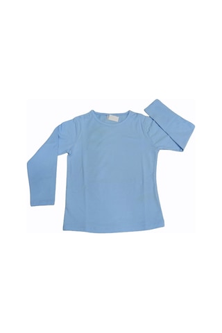 Özdemirli Bebe Basic Düz Bisiklet Yaka Uzun Kollu Likralı Badi Sweat T-shirt Mavi