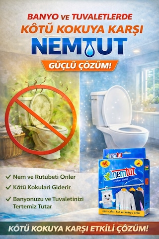 Banyolara Ve Tuvaletlere Özel Nem Rutubet Giderici Korozyon Koku Önleyici 1 Kutu 2 Paket 1 Kg