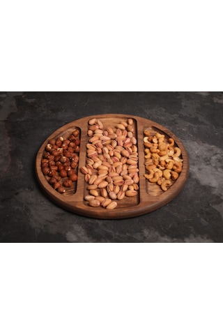 Sammwood 3 Bölmeli Ahşap Sunumluk ,çerezlik , Şekerlik