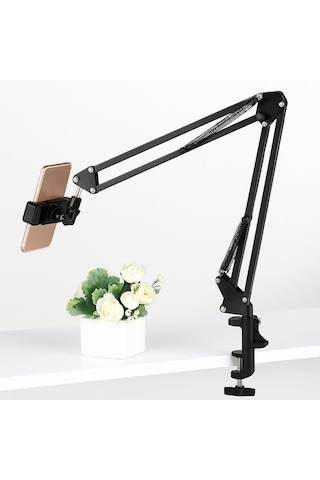 Akrobat Telefon Tablet Standı Masa Yatak Kenarı Ayarlanabilir Metal Çift Kol