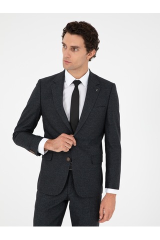 Cacharel Koyu Haki Slim Fit Yün Karışımlı Takım Elbise Yesıl