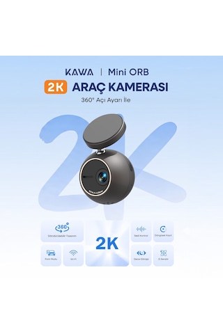 Kawa Mini Orb 2k Qhd 360 Döndürülebilir Wi-fi Gece Görüşlü Araç Kamerası