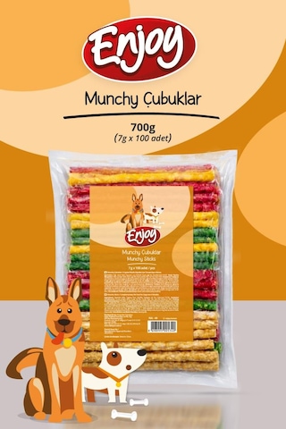 Enjoy Munchy Burgu Çubuk Köpek Kemiği 7g X 200 Adet