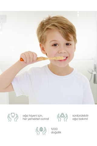 Tbrush Nano Doğal Bambu Vegan Çocuk Diş Fırçası - Beyaz Renk - Ultra Soft - Plastiksiz