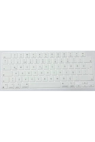 Arabulalaca Apple Macbook Uyumlu Air 13.6 Inç A3449 A3240 A3113 A2681 M2 / M3 / M4 / M5 Işlemcili Türkçe Q Silikon Klavye Koruyucu Beyaz