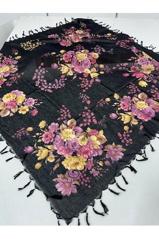 Sökme Boncuklu Pamuk Yazma - 05651 Siyah,nar