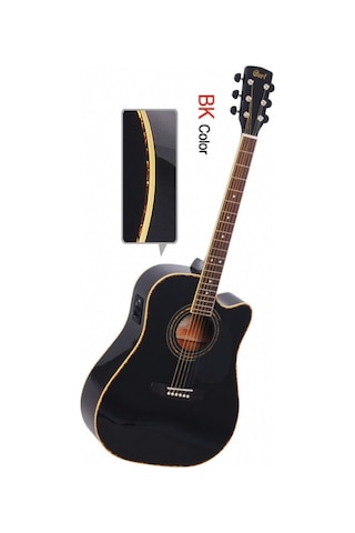 Cort Ad880Cebk Elektro Akustik Gitar Siyah Ladin Kapak Arka