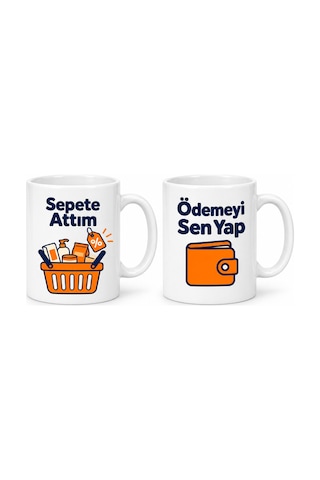 Storeşahin Sepete Attım / Ödemeyi Sen Yap 2'li Porselen Kupa Seti - Model 404 Shn0720 Çok Renkli