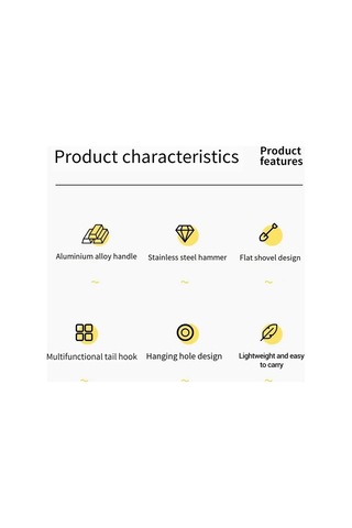 Ximistore9 Günlük Kamp Çıkmaları İçin Çok Fonksiyonlu Gümüş Renkli Çadır Çivi Çekiç Ve Çivi Çekici Paslanmaz Çelik + Alüminyum Alyuminyum Gümüş