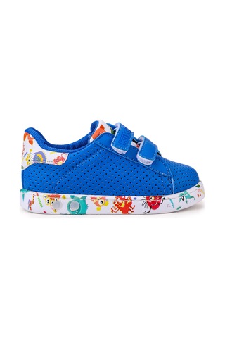 Kiko Kids Perforated Cırtlı Işıklı Erkek Bebek Spor Ayakkabı Saks Mavi