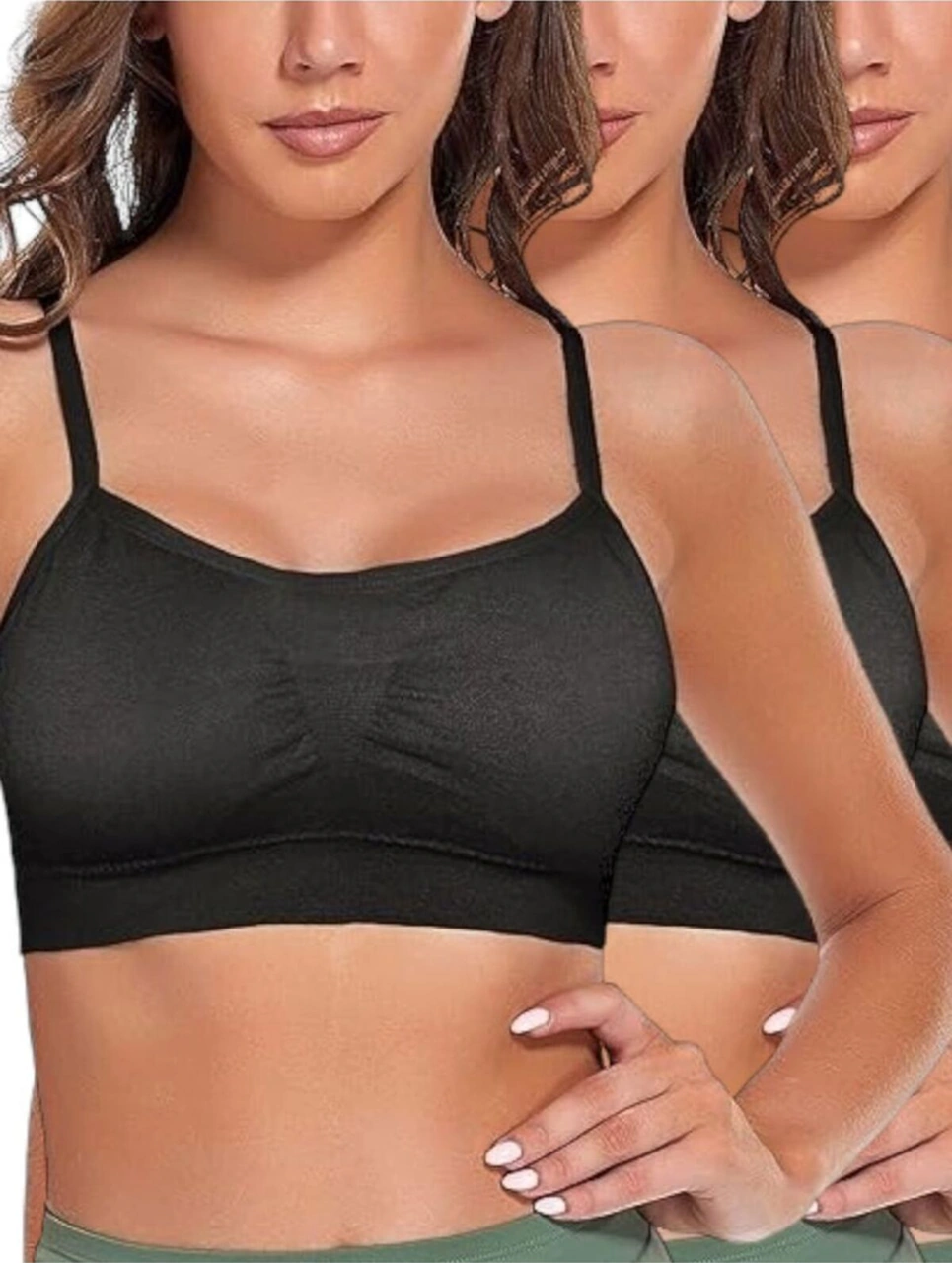 Tezzgelsin Kadın İnce Askılı Pedli Büstiyer Sütyen 3 Adet Siyah