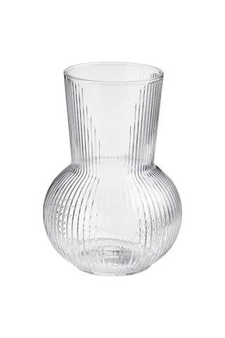 Yuvarlak Cam Vazo - 17 Cm Açık Ahşap