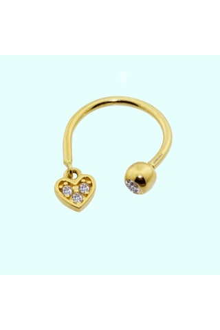 Altın Burun Hızma Piercing 14 Ayar Kalp'Li Altın