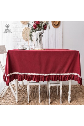 Premium Keten Bordo Özel Seri Masa Örtüsü Bordo