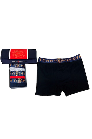 Tommy Hilfiger Erkek Boxer 4"lü Set Comfortfit Bordo - Lacivert - Gri Melanj