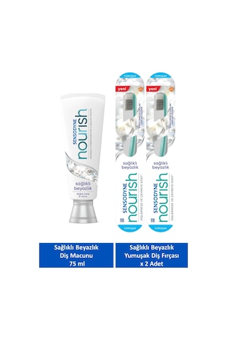 Sensodyne Nourish Sağlıklı Beyazlık Diş Macunu 75 ML + Yumuşak Diş Fırçası