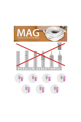 Mag 50Metre Gold F Konnektörlü Anten Kablosu Full Hd 4K