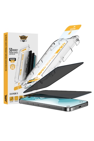 Buff Apple Uyumlu iPhone 16 5d Privacy Easyfit 2 Adet Ekran Koruyucu
