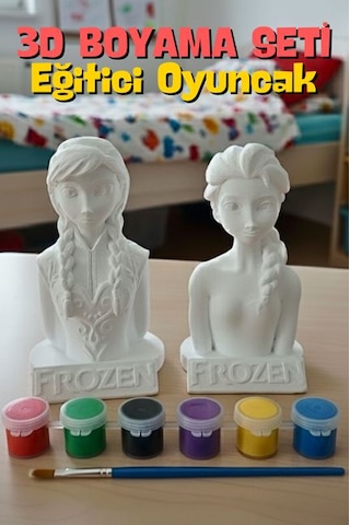 Frozen Elsa Ve Anna Taş Biblo Çocuk Boyama Etkinliği
