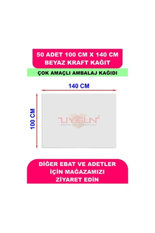 50 Adet 100cm X 140cm 120 Gr. Çift Yönlü Beyaz Kraft Ambalaj Kağıdı, Hediye, Çeyiz Paketleme, Çocuk Etkinlik Kağıdı