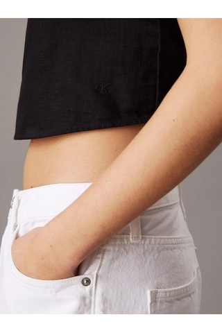 Calvin Klein Kadın Sırt Düğme Kapama Kalın Askı Crop Boy Siyah Büstiyer J20j225347-beh-7872 Siyah