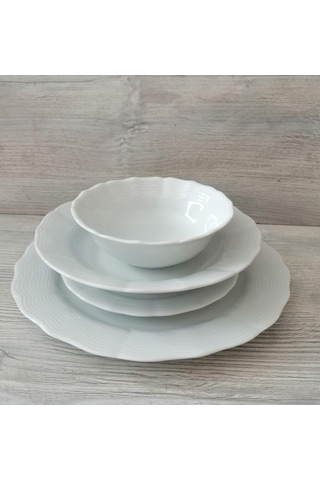 Porland Porselen Wavy 24 Parça 6 Kişilik Yemek Takımı
