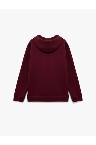 Koton Şardonlu Uzun Kollu Basic Kapşonlu Sweatshirt Bordo 6wam70015mk Bordo