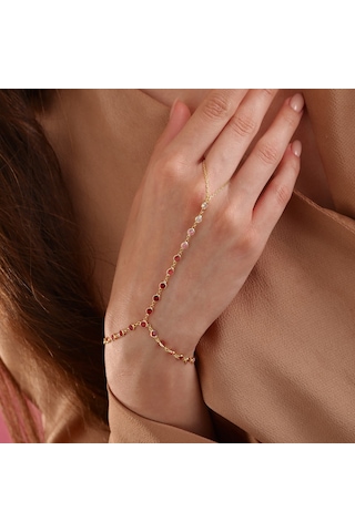 925 Ayar Gümüş Kırmızı Renk Geçişli Tamtur Şahmeran Altın