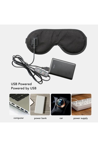 Lichen Isıtmalı Göz Maskesi, Usb Elektrikli Göz Sıkıştırmalı Siyah