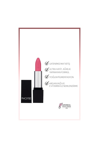 Note Cosmetique Mattever Lipstick Yarı Mat Saten Bitişli Ruj 15 Favorite Pink - Pembe