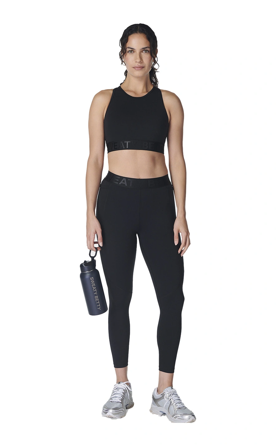 Sweaty Betty Sweaty Betty Power Logo Medium Impact Kadın Siyah Fitness Crop 6000 Siyah