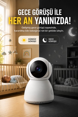 Tek Kameralı Evcil Hayvan Bebek ve Yaşlı Bakım Kamerası Gece Görüşlü Karşılık Konuşma Özellikli