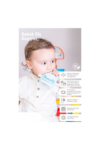 Delux Serisi Pratik Tasarım Yenidoğan Ürünü Rahat Kullanım Mavi Bebek Silikon Diş Kaşıyıcı Belirtilmemiş