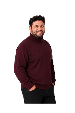 Battalmoda Erkek Büyük Beden Bordo Tam Balıkçı Pamuklu Kazak 3xl-4xl-5xl-6xl