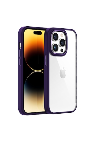Buff Apple Uyumlu iPhone 14 Pro Avantaj Paket - 2x5d Ekran Koruyucu + Air Bumper Kılıf + Lens Koruyucu Mor