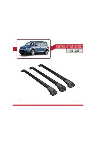 Volkswagen Touran Cross 2010-2015 Arası İle Uyumlu Ace-1 Ara Atkı Tavan Barı Siyah 3 Adet Bar
